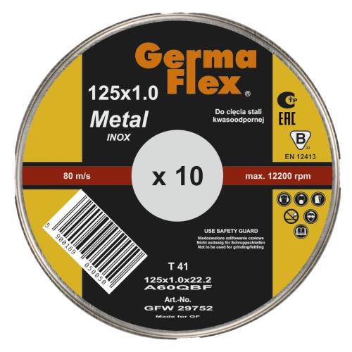 Skæreskive Metal A60Q INOX 125x1x22,2mm 10stk Germaflex