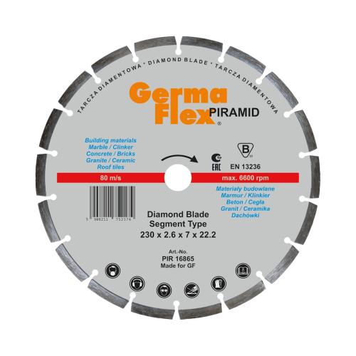 Diamantskæreskive Piramid Segment Flad 230x2,6x22,2mm Germaflex
