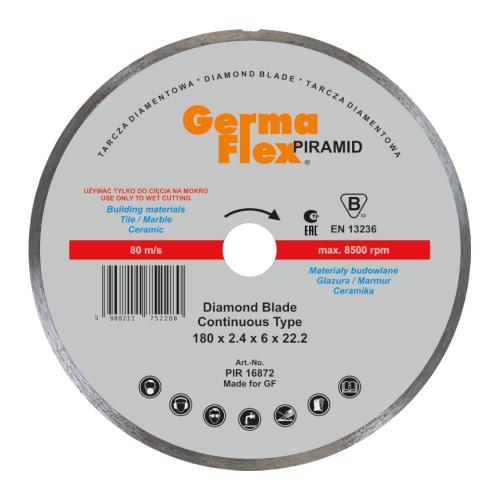 Diamantskæreskive Piramid Continuous 180x2,4x6x22,2mm Germaflex