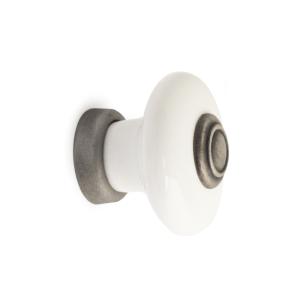 Knopp Erik Porslin Vit/Borstad Tenn, Habo 100404