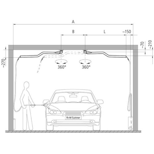 ​Svingarm "Z" Easywash365+, 1550mm 1/4 in:out