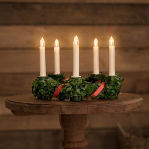 Luciakrona Grøn Dekoration Med 5 Lys LED E10 5xAA IP20 Konstsmide