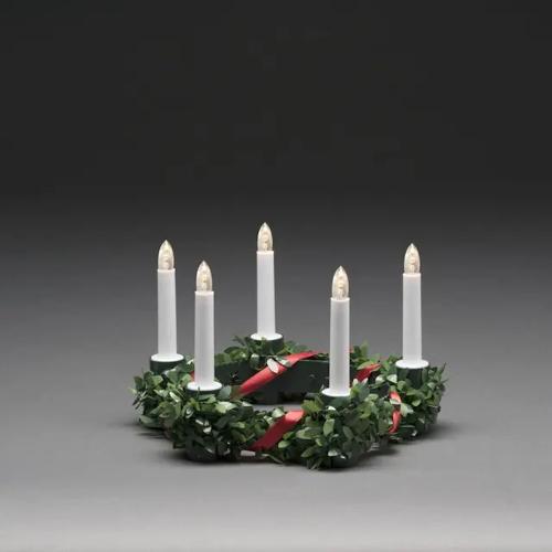 Luciakrona Grøn Dekoration Med 5 Lys LED E10 5xAA IP20 Konstsmide