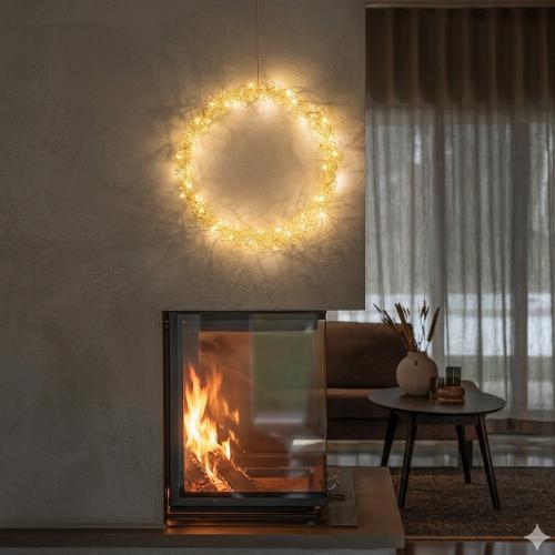 Krans 40 Varmvit LED 45x45cm IP20 Sølv Konstsmide