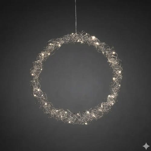 Krans 40 Varmvit LED 45x45cm IP20 Sølv Konstsmide