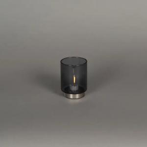 Genopladelig Glaslys LED 8x11,5cm IP20 Sølv/Grå Røget Konstsmide