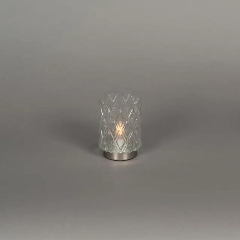 Genopladelig Glaslys LED 8x11,5cm IP20 Sølv Konstsmide