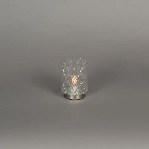 Genopladelig Glaslys LED 8x11,5cm IP20 Sølv Konstsmide