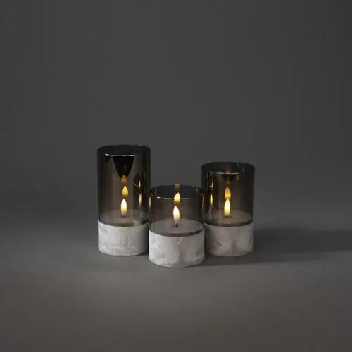 Candle With Glass Decoration LED IP20 Grey/Grey Smoked Konstsmide