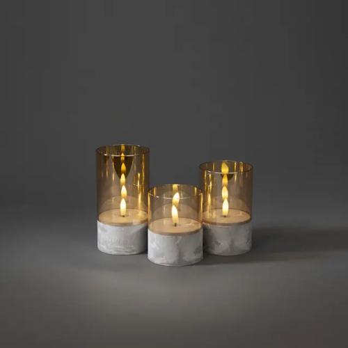Candles With Glass Decoration LED IP20 Grey/Brown Smoked Konstsmide