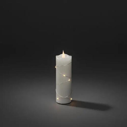 Vokslys Med Mikro Varm Hvid LED 2xAA 5x15,2cm IP20 Hvid Konstsmide