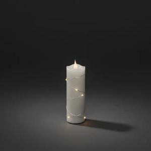 Vokslys Med Mikro Varm Hvid LED 2xAA 5x15,2cm IP20 Hvid Konstsmide