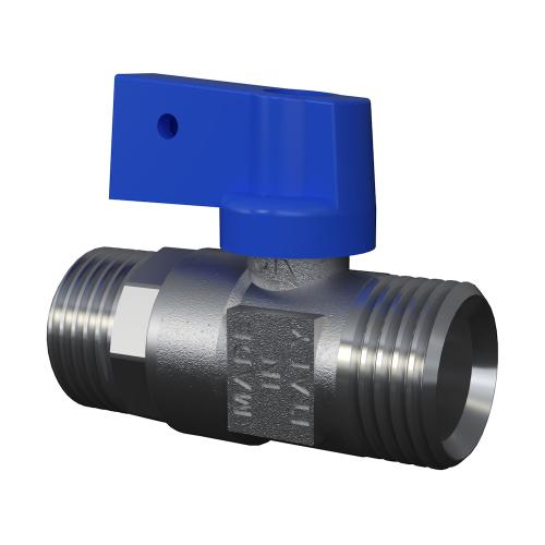 LK Ball Valve 827 Straight External With Blue Knob G15 Nickel Plated