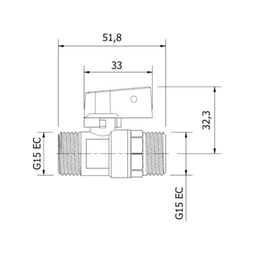 LK Kugleventil 827 Lige Udvendig Med Rød Knap G15 Forniklet