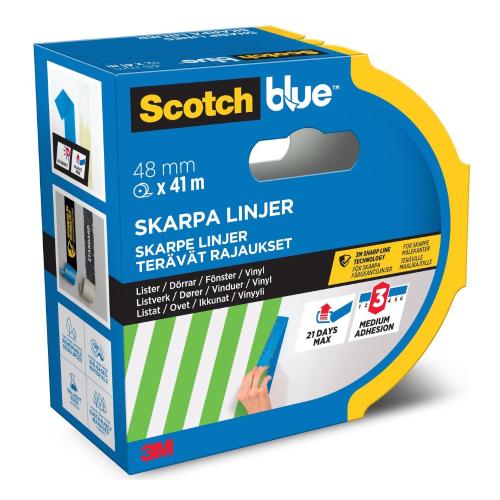 Skarp Linje Maskeringstape 48mmx41m Blå 3M