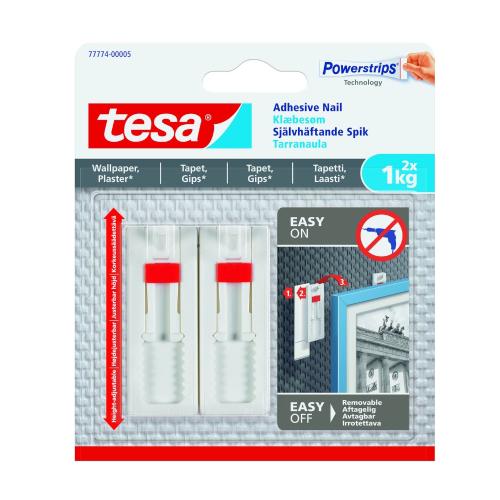 Self-Adhesive Nail Adjustable Load Capacity 1kg 2pcs Tesa