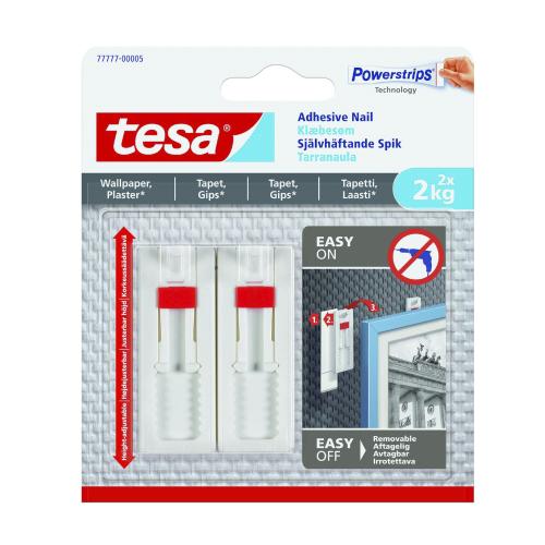 Selvklæbende Søm Justerbar Belastningskapacitet 2kg 2stk Tesa