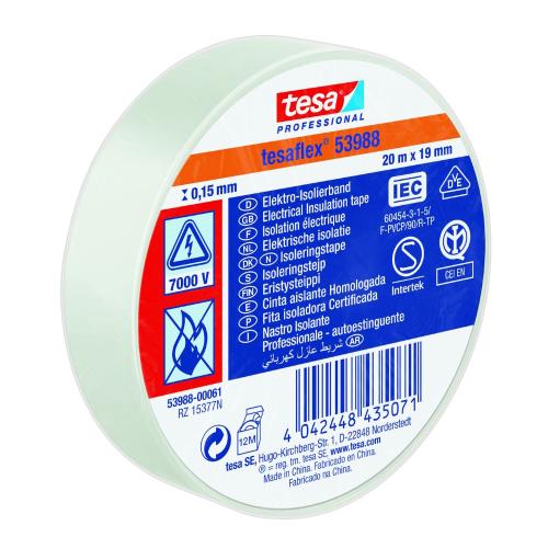 Isoleringstejp, 19mmx20m, Vit, 10st, Tesa