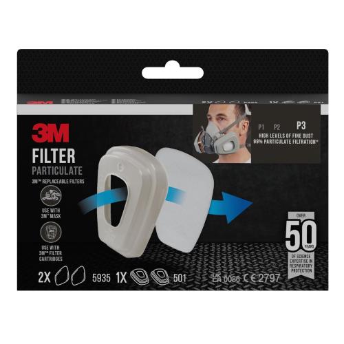 Partikelfilter 5935 2Par Og Filterholder 501 1Par 3M