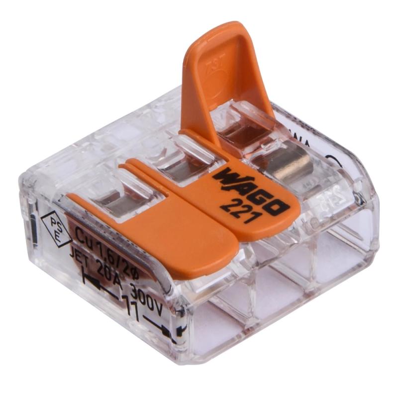 Tilslutningsterminal 3-Polet 3x0,08-2,5mm² 12stk Wago