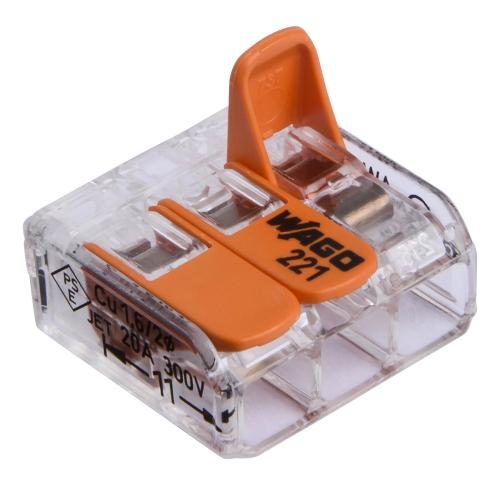 Tilslutningsterminal 3-Polet 3x0,08-2,5mm² 12stk Wago