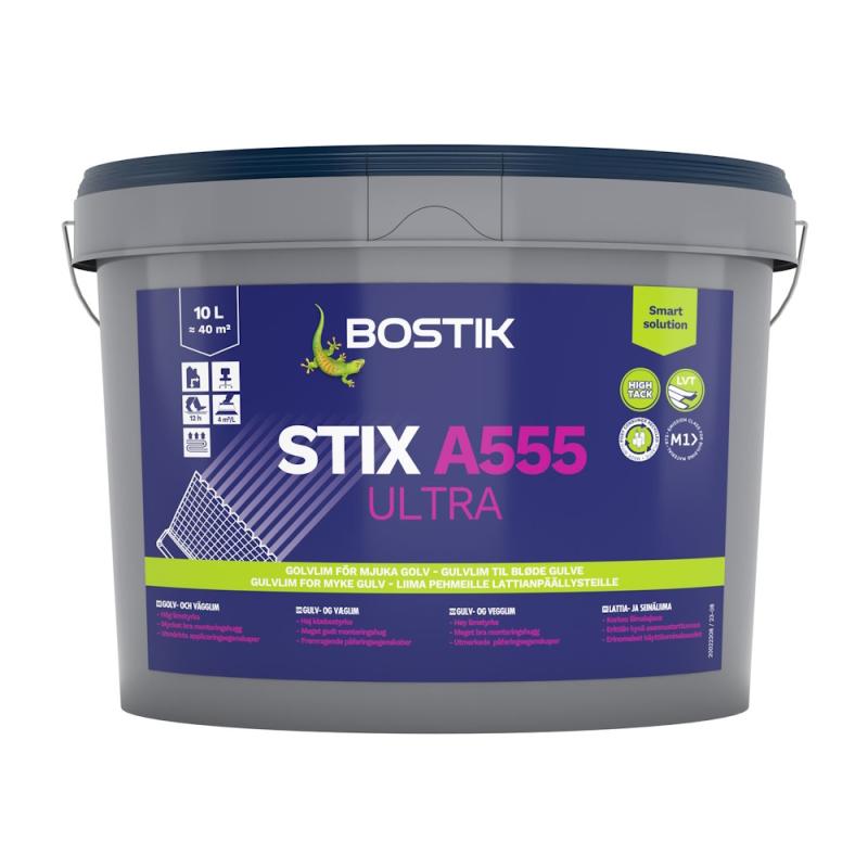 Golvlim Vinyl Stix A555 Ultra 10 Liter Vit Bostik