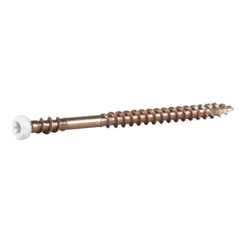 Listebund Gulvskrue Træ/Stålbjælke 3,9x57mm Lakeret C2 Hvid 250 stk Essve