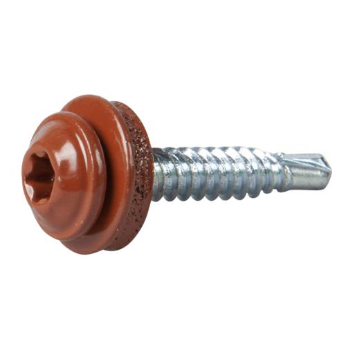 Mounting Screw With Washer For Water Board TX20 4.2x25mm Brick Red 100pcs Essve