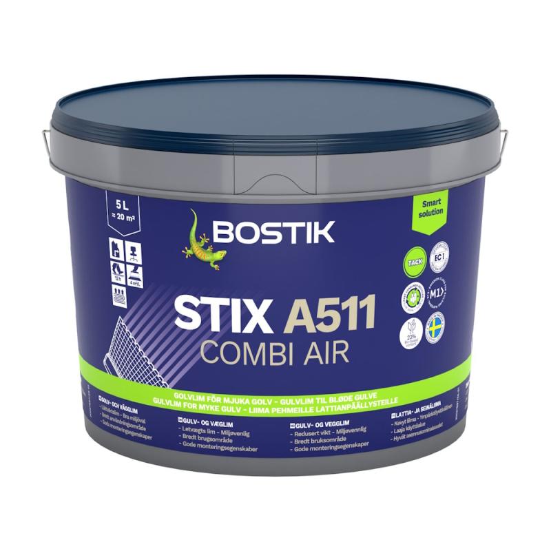 Golvlim Vinyl Stix A511 Combi 5 Liter Vit Bostik