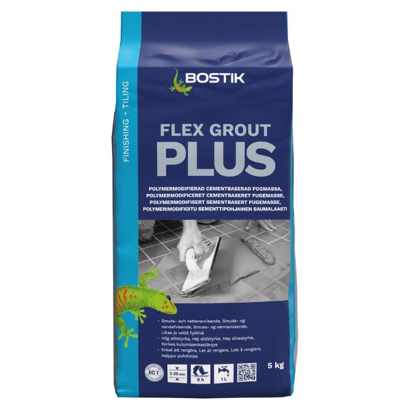 Kakelfog Flex Grout Plus 5kg Svart Bostik