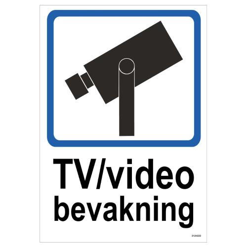 Klistermærke TV/Videoovervågning Dobbeltsidet 148x210mm Unigraphics