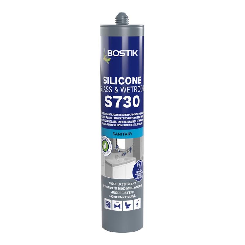 Silikonefugemasse S730 Silikone Glas Og Vådrum 0,3 Liter Transparent Bostik