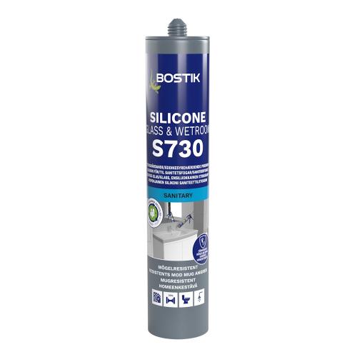 Silikonfogmassa S730 Silicone Glass Och Wetroom 0,3 Liter Manhattan Grey Bostik