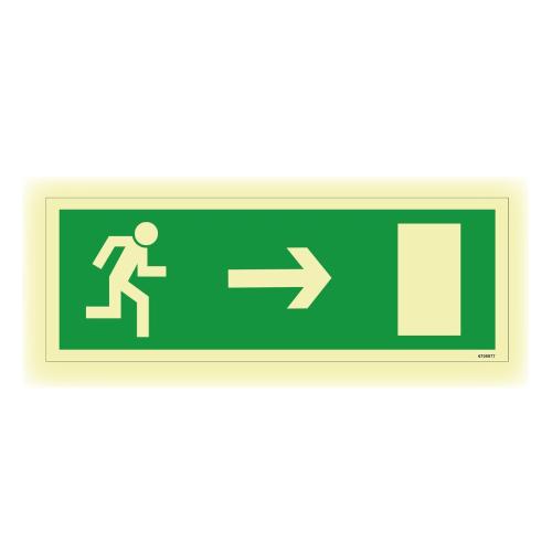 Skilt Evakuering Pil Højre Lysende Aluminium 297x105mm Unigraphics