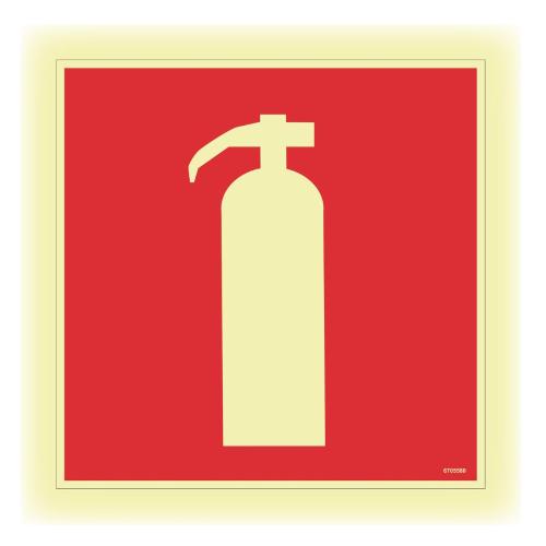 Skilt Brandslukker Reflekterende Aluminium 210x210mm Unigraphics