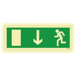 Skilt Til Evakuering Pil Ned Lysende Aluminium 297x105mm Unigraphics