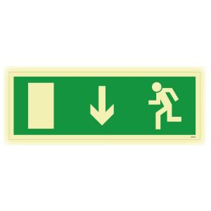 Skilt Til Evakuering Pil Ned Lysende Aluminium 420x148mm Unigraphics