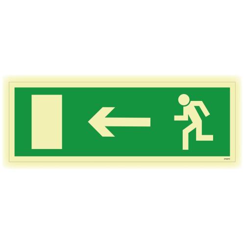 Skilt Evakuering Pil Venstre Lysende Aluminium 420x148mm Unigraphics