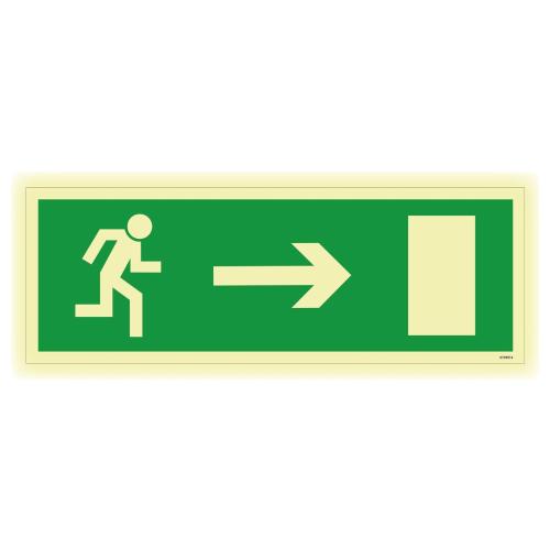 Skilt Evakuering Pil Højre Lysende Aluminium 420x148mm Unigraphics