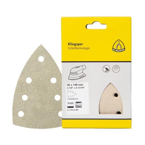 Slibepapir PS 33 BK Diy Velcro 7 Huller K180 98x148mm 5stkx5pak Klingspor