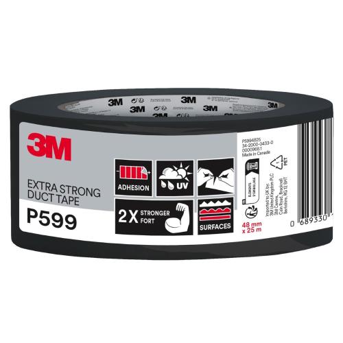 Extra Stark Silvertejp P599 48mmx25m Svart 3M