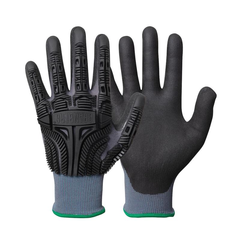 Slagbeskyttelseshandske 5502 Nylon Nitril Sort Størrelse 9 Granberg