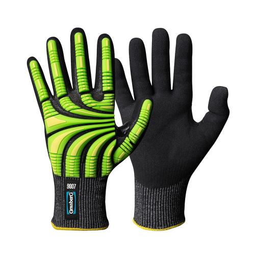 Stødbeskyttelseshandske 9007 Typhoon Nitril Størrelse 10 Sort Grøn Granberg