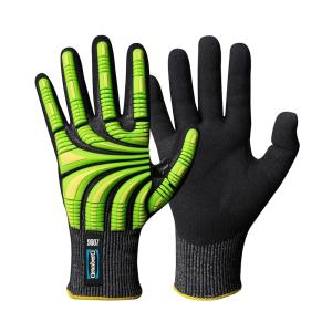 Stødbeskyttelseshandske 9007 Typhoon Nitril Størrelse 6 Sort Grøn Granberg