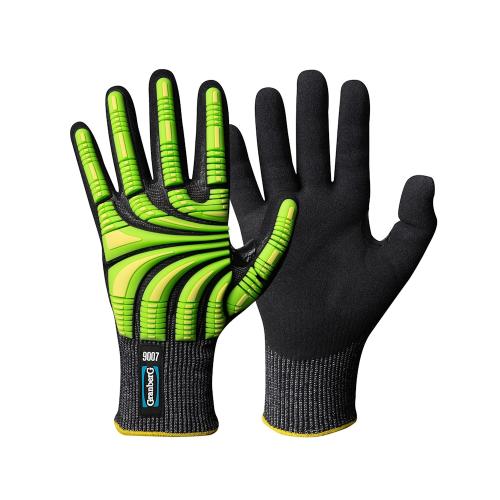 Stødbeskyttelseshandske 9007 Typhoon Nitril Størrelse 7 Sort Grøn Granberg