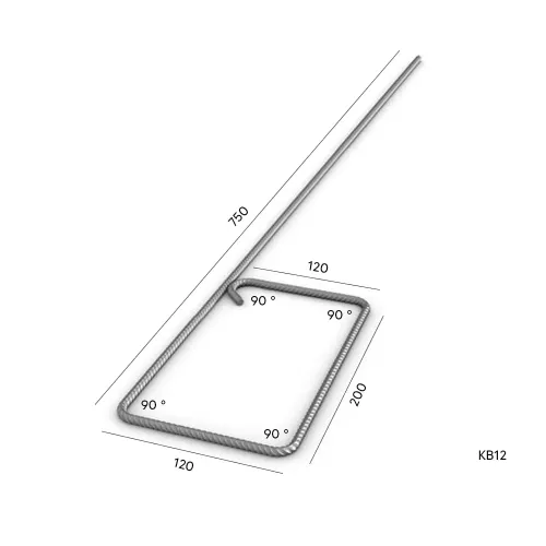 Kantbalksbygel KB12 8mm K500C-T 750x120x200x120mm 10st