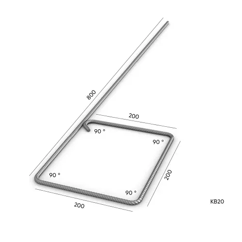 Kantbalksbygel KB20 8mm K500C-T 800x200x200x200mm 10st
