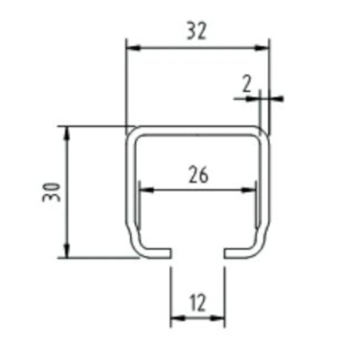 C-Skena 30x32, 4m galvaniserad