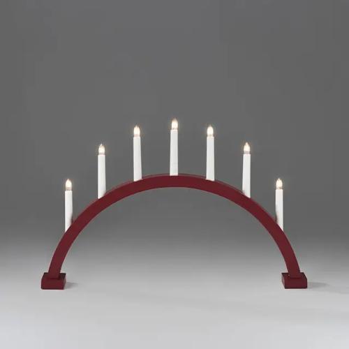 Lysestage Bue 7 Lys E10 IP20 Træ Mat Mørkerød Konstsmide