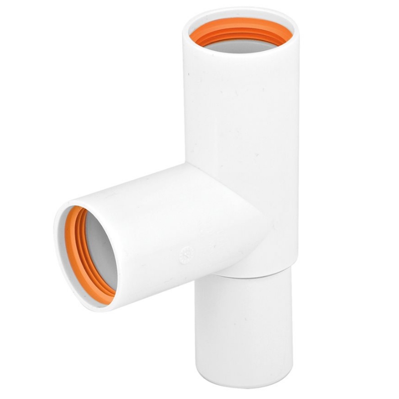 T-Rør 40mmx90° Med Gummitætning Hvid Faluplast